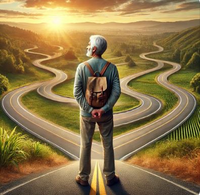 Man on Diverging Path